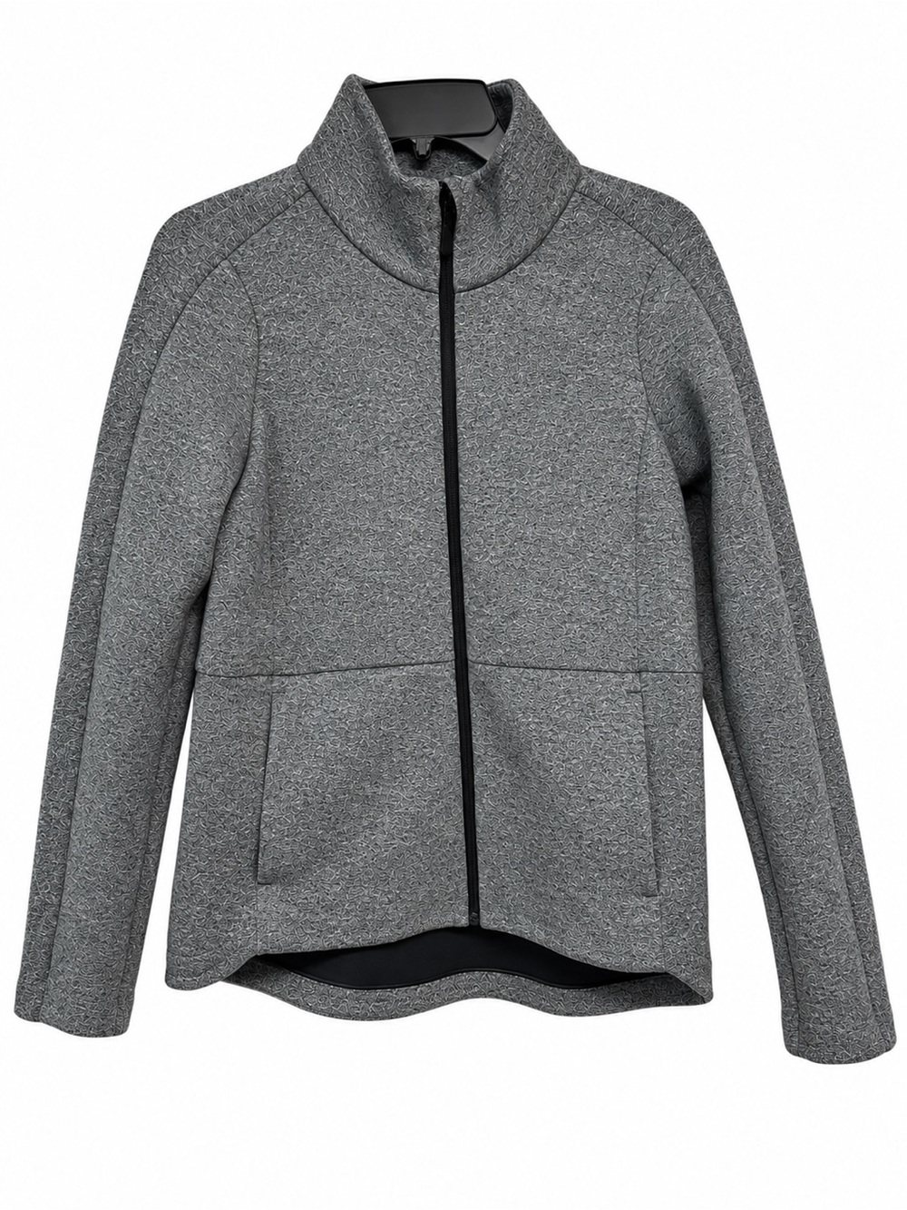 Lululemon Heathered Grey Full Zip Jacket Size 6 Stand Collar Pockets Athletic